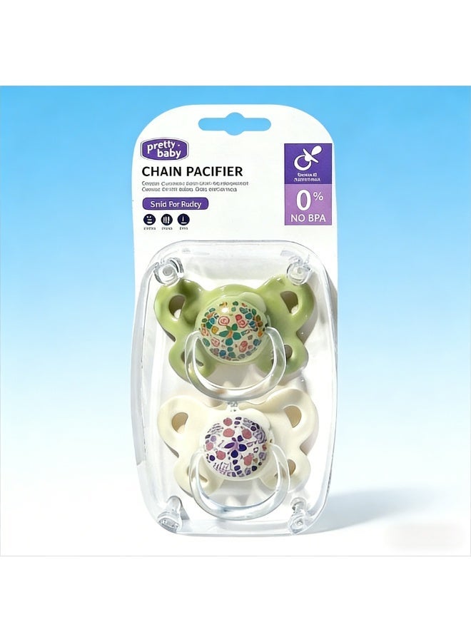 لهاية أطفال بتصميم تقويمي للحلمة يشبه الثدي - خالية من مادة BPA، مصنوعة من السيليكون الناعم والبولي بروبيلين الآمن غذائيًا - تُهدئ التسنين، وتُعزز المص الطبيعي للأطفال حديثي الولادة، متوفرة باللونين الأخضر والأبيض. - Image 1